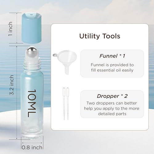 SESENSE 10ml Essential Oil Roller Bottles - 4 Pack, Leak-Proof Glass with Stainless Steel Balls