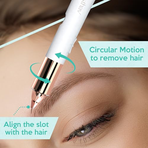 Facial Hair Removal for Women, 2-in-1 Face Hair Remover & Eyebrow Trimmer, Painless Flawless Face Shaver with LED Light, Rechargeable Peach Fuzz Remover & Electric Eyebrow Razor for Women