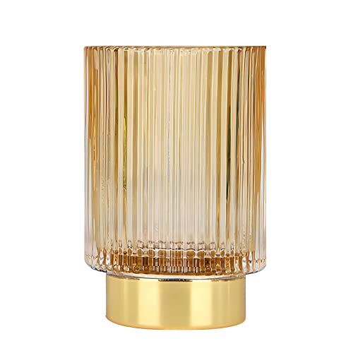 DASITON Crystal Makeup Brush Holder Organizer - Vintage Coffee Stripe, Glass Storage Cup