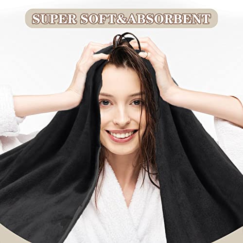 SUNLAND Microfiber Hair Towel 2-Pack, 20x40 Inch Black