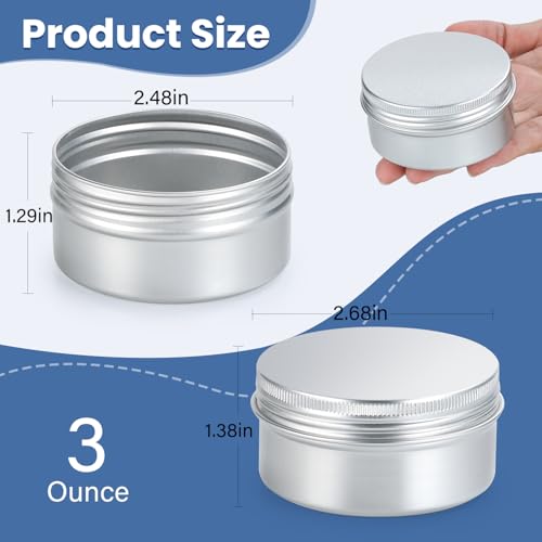 10-Pack 3oz Aluminum Tin Can with Screw Lids for Salves & Balms