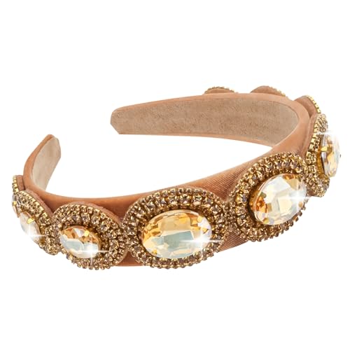 Gold Baroque Rhinestone Padded Headband - Vintage Crystal Hair Accessory