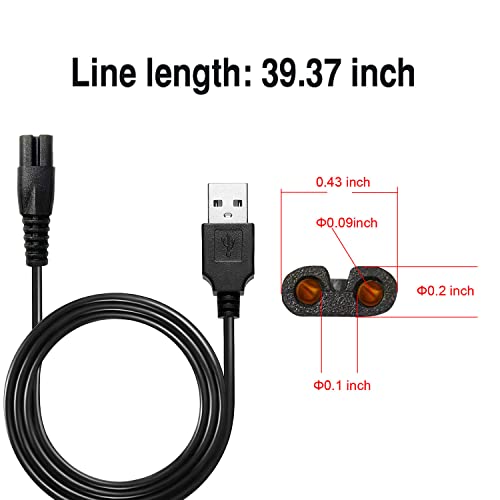 WAHFOX USB Charger Cord for Head Shavers - Compatible with Skull Shaver Pitbull & Mainstream Brands - USB Shaver Charger Cable