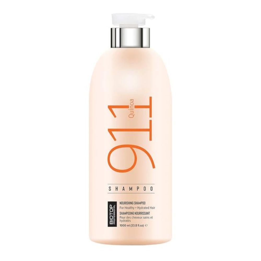 Biotop Professional 911 Quinoa Shampoo for Women & Men - Sulfate Free Nutritive Shampoo with Argan Oil - Made with Quinoa Protein for Dry, Lifeless, and Damaged Hair (33.8 fl oz/1 L)