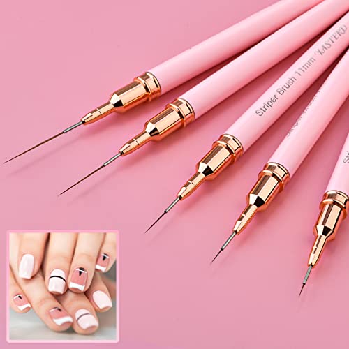 Yasterd 6-Piece Pink Nail Art Brush Set - Fine Detailing & Striping