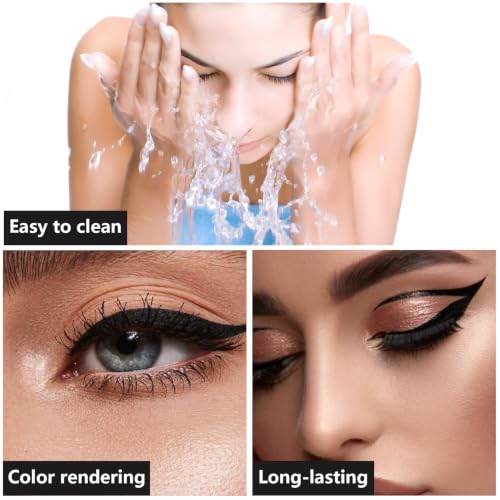 QIUFSSE 5PCS Double-Ended Liquid Eyeliner Stamp Pen Set, Black