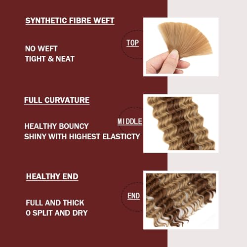 24 Inch Deep Wave Braiding Hair Bulk #27/30 - 6 Bundles for Boho & Faux Braids