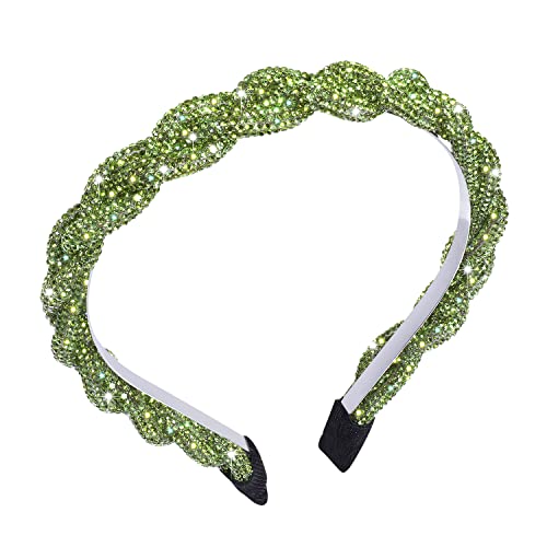 HSWE Green Twist Rhinestone Headband for St. Patrick's Day Irish Festival Party