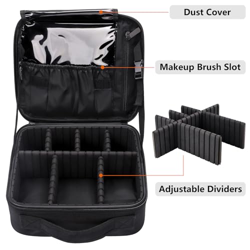 GZCZ Small Travel Makeup Bag - Portable Cosmetic Train Case with Strap