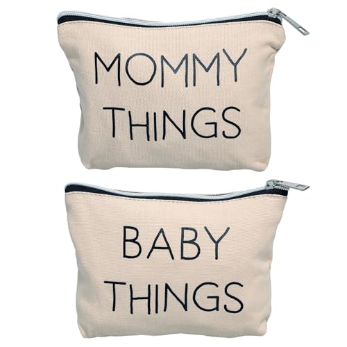 Pearhead Mommy and Baby Canvas Zipper Pouch Set - 2 Organizers