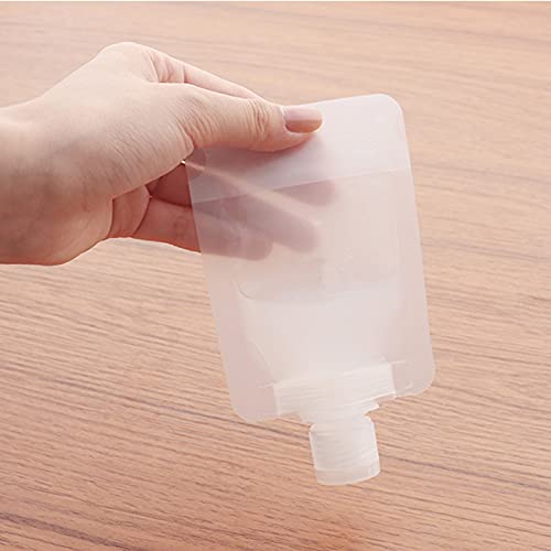 Refillable Travel Lotion & Shampoo Pouch Set - Clear Plastic Stand-Up Bags, 10 pcs