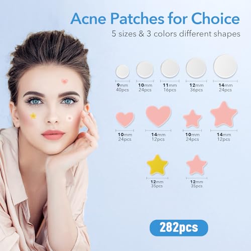 QUSTERE Hydrocolloid Pimple Patches - 282 Count in 3 Shapes