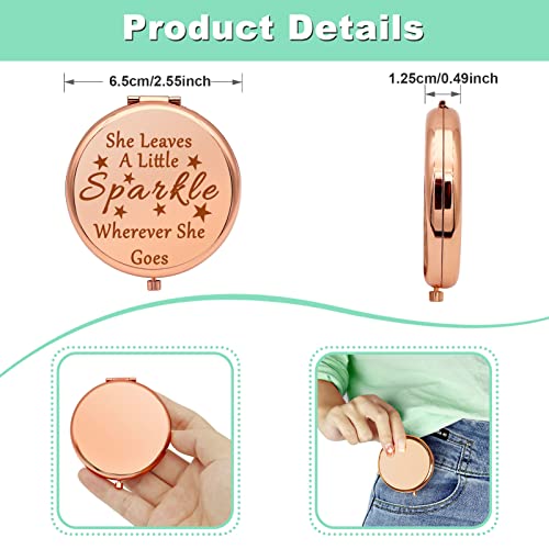 Mwphuy Leaves Sparkle Inspirational Compact Makeup Mirror for Women & Girls - Motivational Gift
