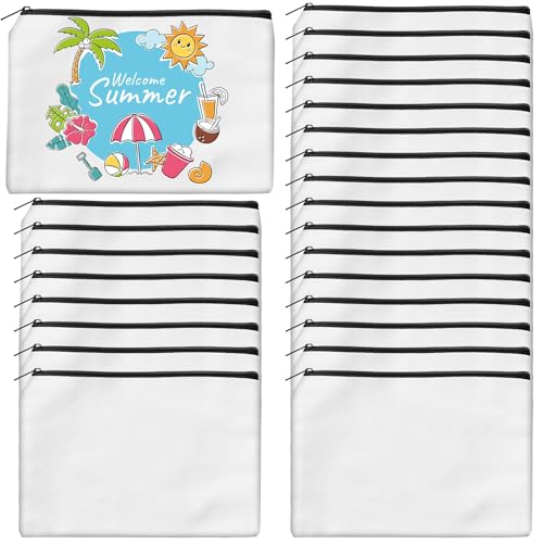 24-Pack Sublimation Blank Canvas Makeup Bags - 7.87 x 5.7 Inch White