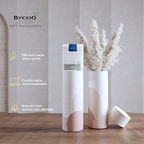 BYCOO White Large Microfiber Hair Towel Wrap - Fast Drying & Anti-Frizz