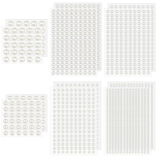 Self-Adhesive Pearl Stickers Set - 1982 Decorative Gems for Crafts & Makeup