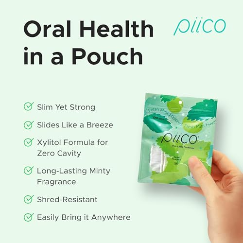 Piico Xylitol Dental Floss Picks - 100 Count, Floral Flavor, Portable
