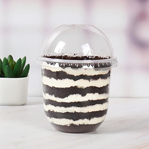 12 oz Disposable Clear Plastic Cups with Dome Lids - 50 Pack