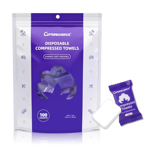 Cottonessence Compressed Towels - 100 Count Individually Wrapped Coin Tissues