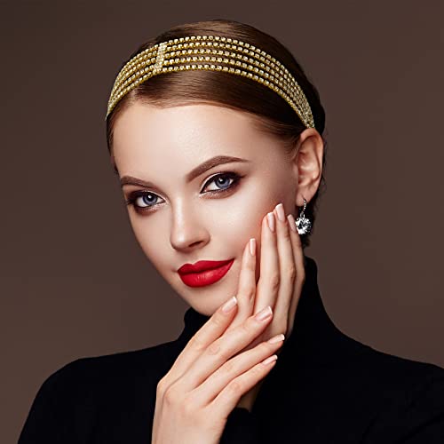 ANCIRS 2 Pack Multi-Layered Elastic Headbands - Gold & Silver