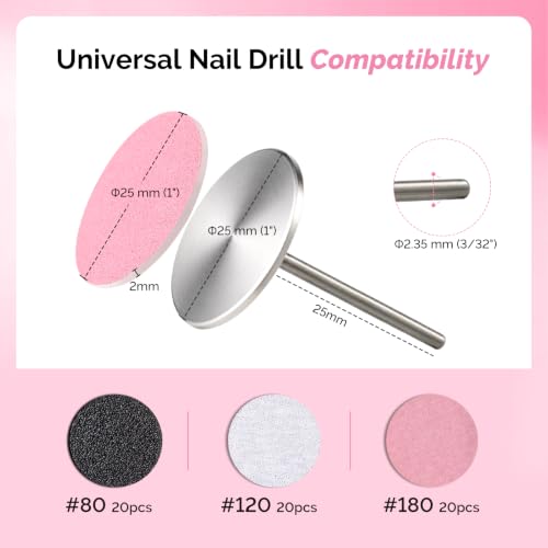 MelodySusie 60Pcs Sandpaper Discs with 25mm Metal Mandrel Bit – Multicolor Replacement set