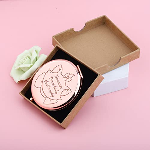 Cat Pocket Compact Makeup Mirror - 'Because I'm a Lady' Gift for Cat Lovers