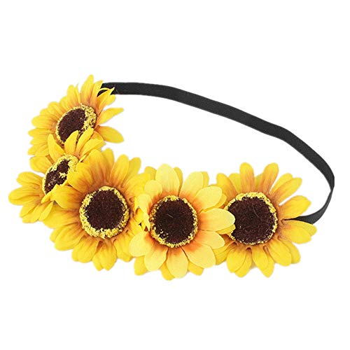 DALJIAFA 2 Pack Halloween Sunflower & Daisy Headbands Women Floral Hair Accessories
