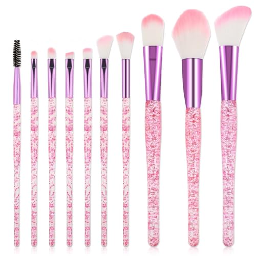 10-Piece Glitter Makeup Brush Set - Professional Cosmetic Tools