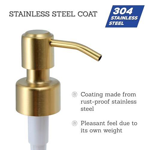 ALTGLAS Twin Pack Brushed Gold Stainless Steel Soap Pumps - 28mm Replacement for Liquid Dispensers