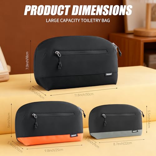 Small Orange Zikurat Waterproof Toiletry Bag with Magnetic Pouch & Wet Dry Separation