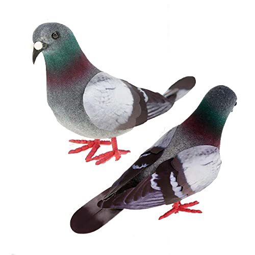 2 Pcs Artificial Grey Pigeon Decor for Home & Party
