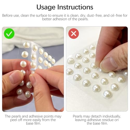 Self-Adhesive Pearl Stickers Set - 1982 Decorative Gems for Crafts & Makeup