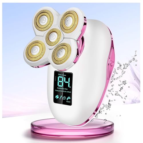 Electric Razors for Women-5D Rotary Shaver for Legs and Bikini Line - IPX7 Waterproof for Wet and Dry Shower Use with LED Display & Travel Lock
