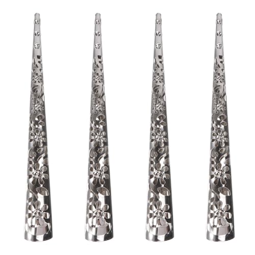 FRCOLOR Silver Metal Hair Barrette, 5.11" Hollow Floral Hair Clip, 4 Pcs