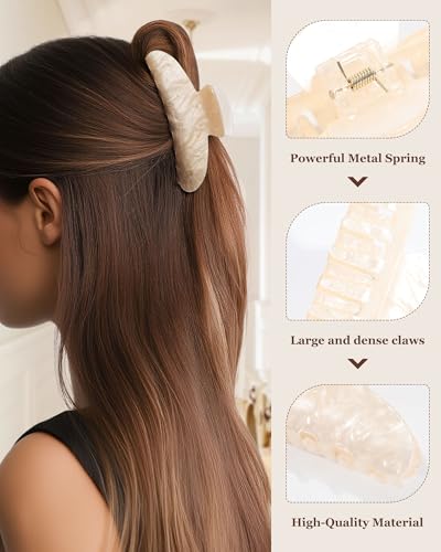 Molans 3PCS Medium Acrylic Hair Claw Clips - Non-Slip Strong Hold