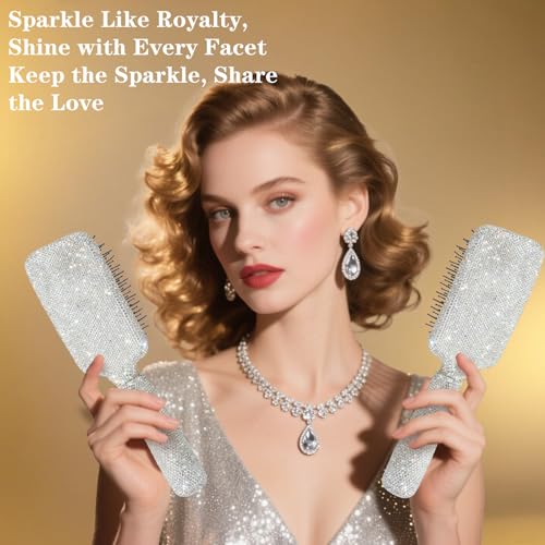 Luxury Rhinestone Detangler Hair Brush - Women’s Gift, Anti-Static, All Hair Types