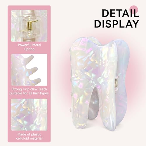 2 Pack Tooth-Shaped Hair Claw Clips for Thick & Curly Hair