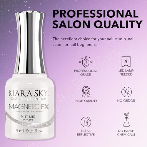 Kiara Sky Cat Eye Gel Nail Polish 15ml - Mist Me? Silver White