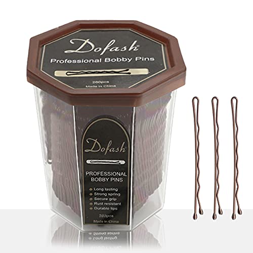 Dofash 260-Piece Brown Bobby Pins, 2-Inch Professional Hair Clips