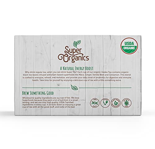 Super Organics Awake Black Tea Pods - Organic Chai Tea K-Cups with Probiotics, 10ct