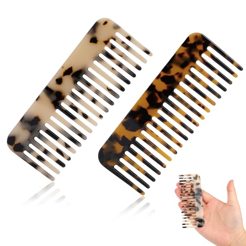 Mozeat Lens Wide Tooth Comb Set - Tortoise & Tokyo Style for Curly Hair