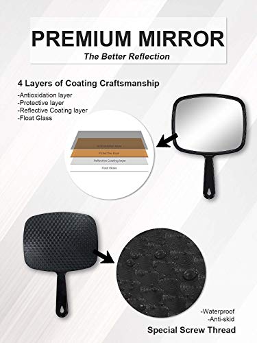 Handheld Black Mirror - 9.3" x 6.7" Portable Makeup Mirror