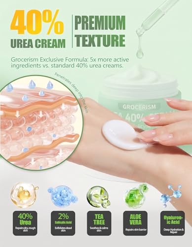 Grocerism 40% Urea Foot Cream with Salicylic Acid, 5.29oz - Softens Dry, Callused Skin