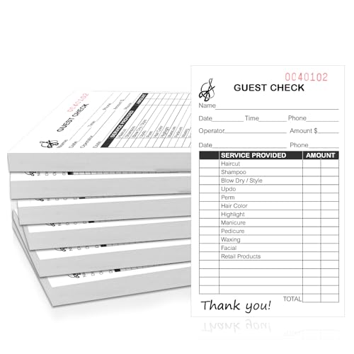 6 Pack Salon Check Pads - Guest Checks Books for Beauty Services