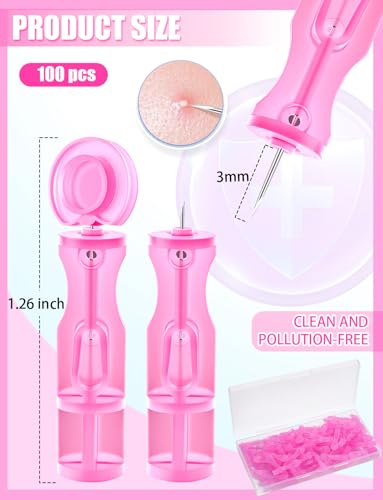 100 Disposable Lancets for Facial Blemish Removal - Pink