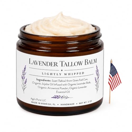 Handmade Lavender Whipped Tallow Balm - 100% Natural Moisturizer (2 oz)