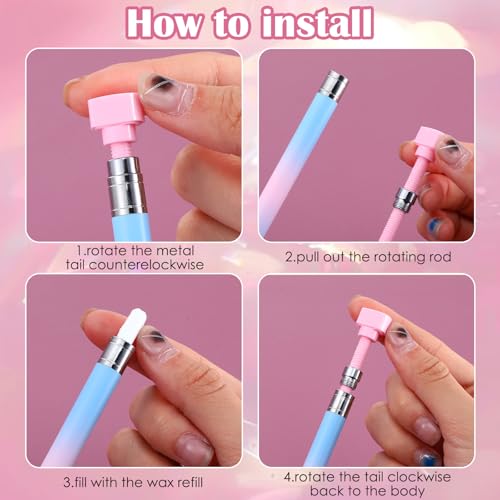 Refillable Rhinestone Picker Wax Pen with 6 Wax Refills