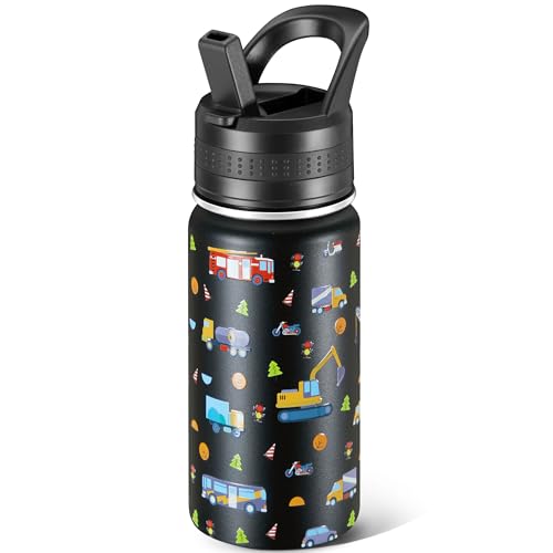 COKTIK 14 Oz Kids Insulated Water Bottle with Leak-Proof Straw - BPA-Free Stainless Steel, Ideal for School & Outdoor Use
