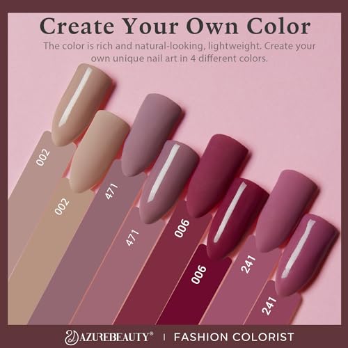 AZUREBEAUTY Dip Powder Nail Kit - 4-Color Fall Winter Set with Liquids