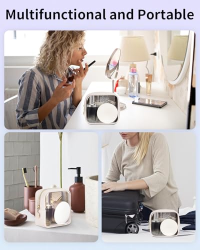 Beige 2-Pack Clear Makeup Bags for Purse and Travel – Women Cosmetic Organizer
